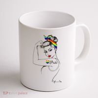 Pride LGBT Power Pin Up Art Modern Rosie The Riveter Coffee Mug thumb 1