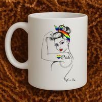 Pride LGBT Power Pin Up Art Modern Rosie The Riveter Coffee Mug thumb 2