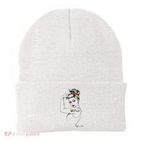 Pride LGBT Power Pin Up Art Modern Rosie The Riveter Beanie thumb 0