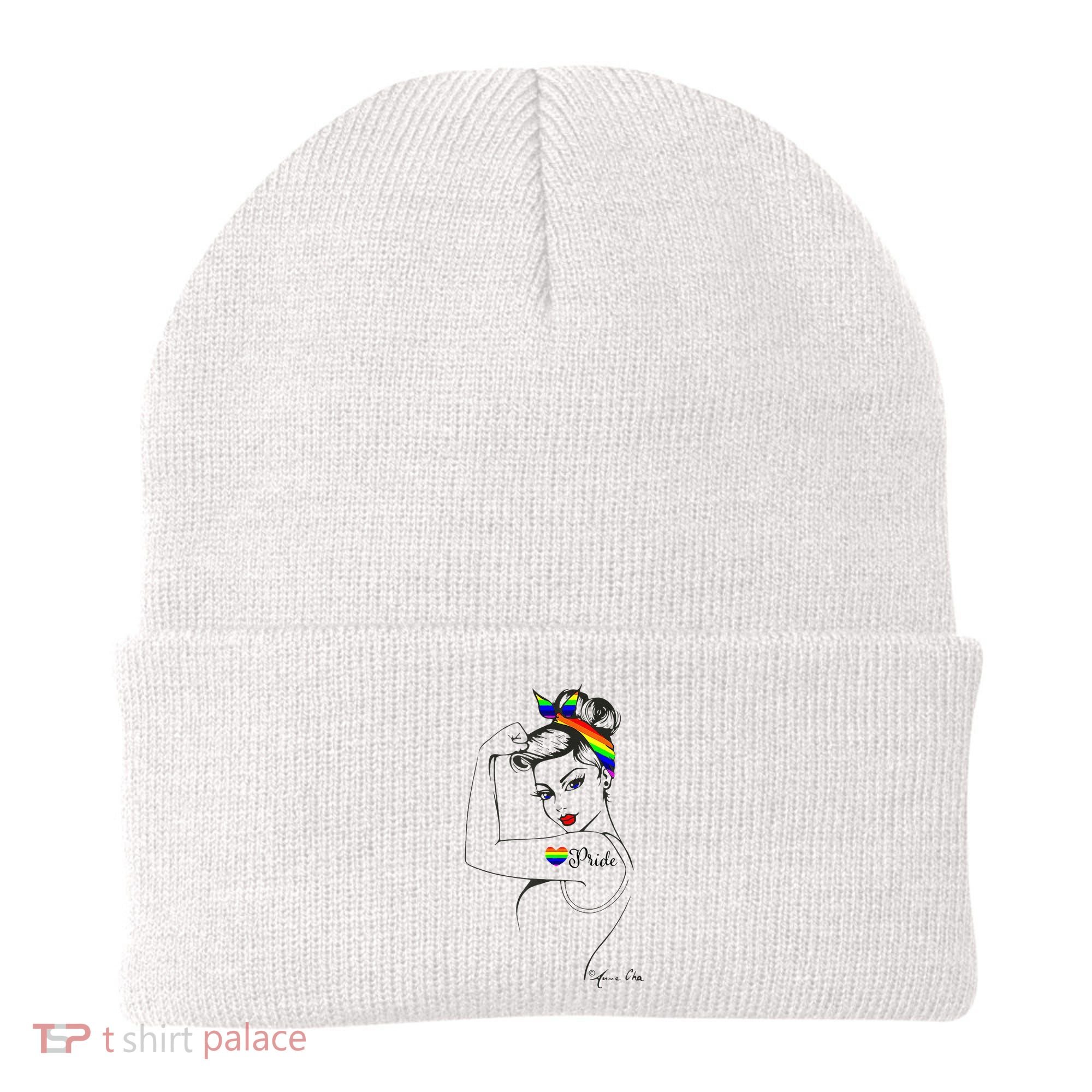 Pride LGBT Power Pin Up Art Modern Rosie The Riveter Beanie