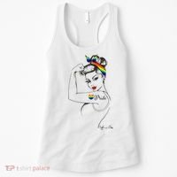 Pride LGBT Power Pin Up Art Modern Rosie The Riveter Women's Tank Top thumb 0