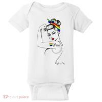 Pride LGBT Power Pin Up Art Modern Rosie The Riveter Baby Bodysuit thumb 0