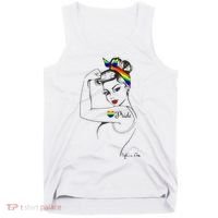 Pride LGBT Power Pin Up Art Modern Rosie The Riveter Tank Top thumb 0