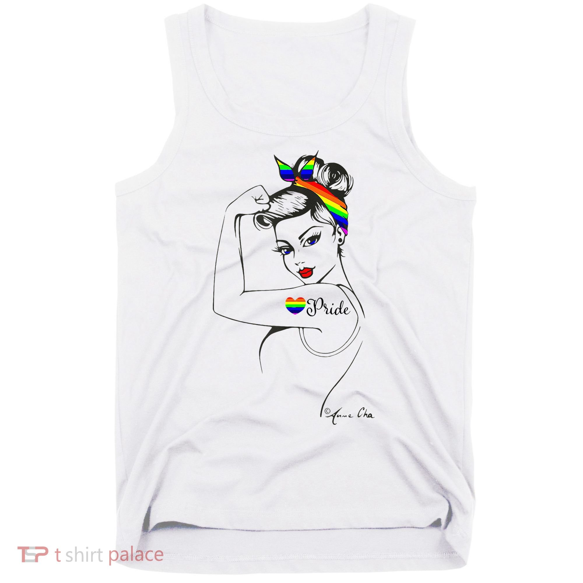 Pride LGBT Power Pin Up Art Modern Rosie The Riveter Tank Top