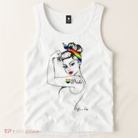 Pride LGBT Power Pin Up Art Modern Rosie The Riveter Tank Top thumb 2