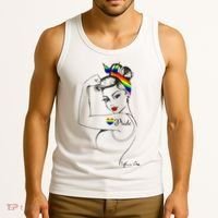 Pride LGBT Power Pin Up Art Modern Rosie The Riveter Tank Top thumb 3