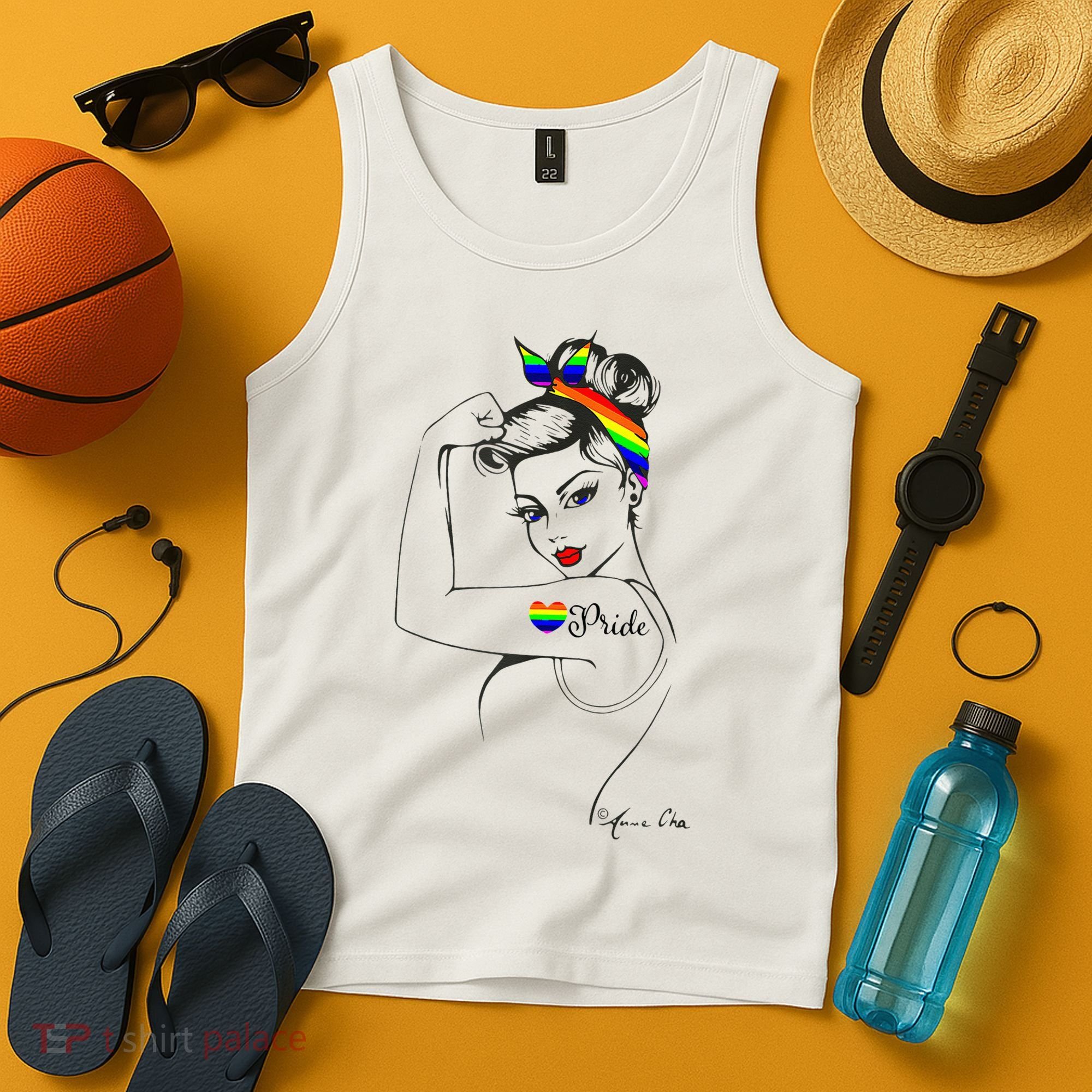 Pride LGBT Power Pin Up Art Modern Rosie The Riveter Tank Top