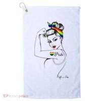 Pride LGBT Power Pin Up Art Modern Rosie The Riveter Golf Towel thumb 0