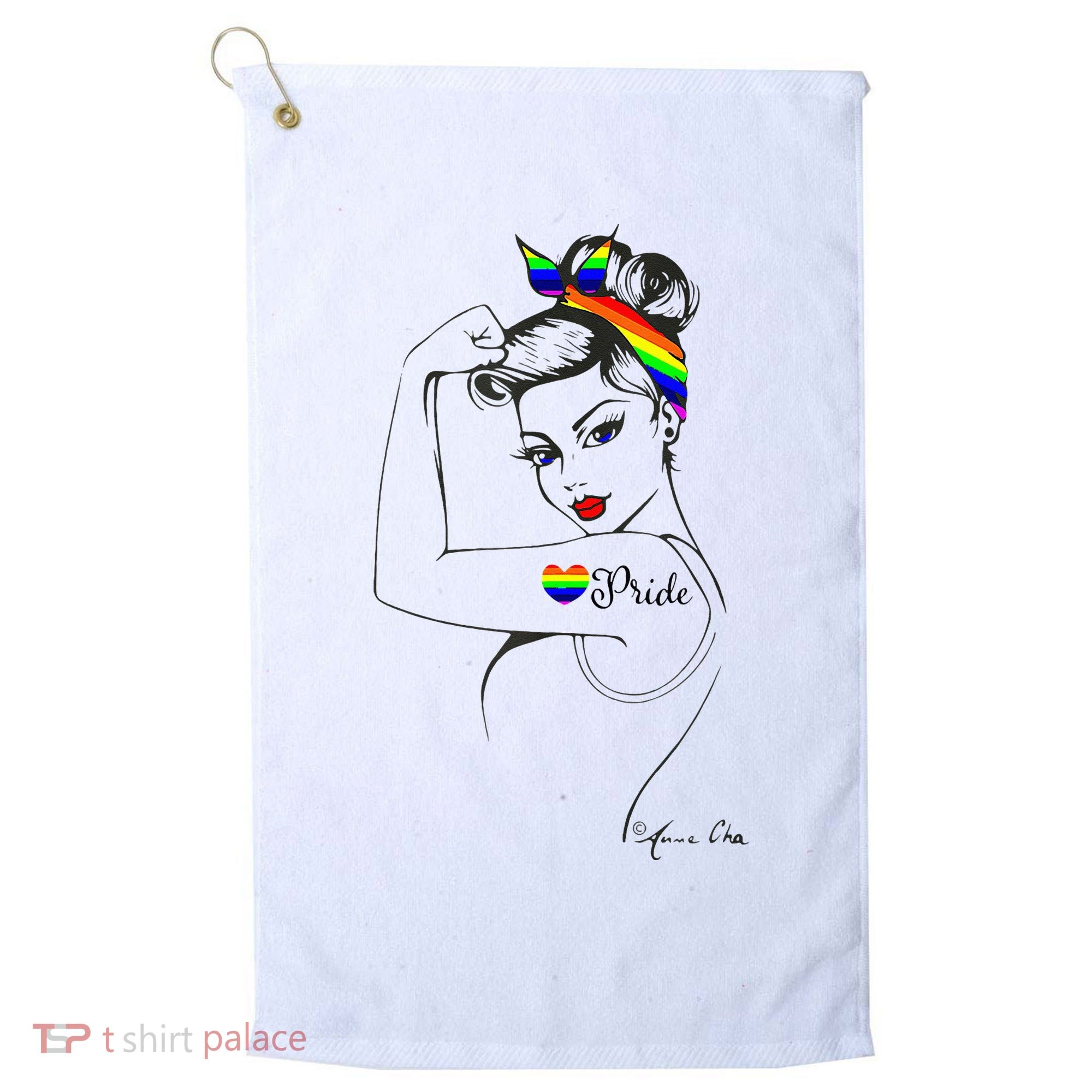 Pride LGBT Power Pin Up Art Modern Rosie The Riveter Golf Towel