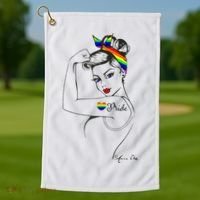 Pride LGBT Power Pin Up Art Modern Rosie The Riveter Golf Towel thumb 1