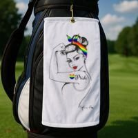 Pride LGBT Power Pin Up Art Modern Rosie The Riveter Golf Towel thumb 2