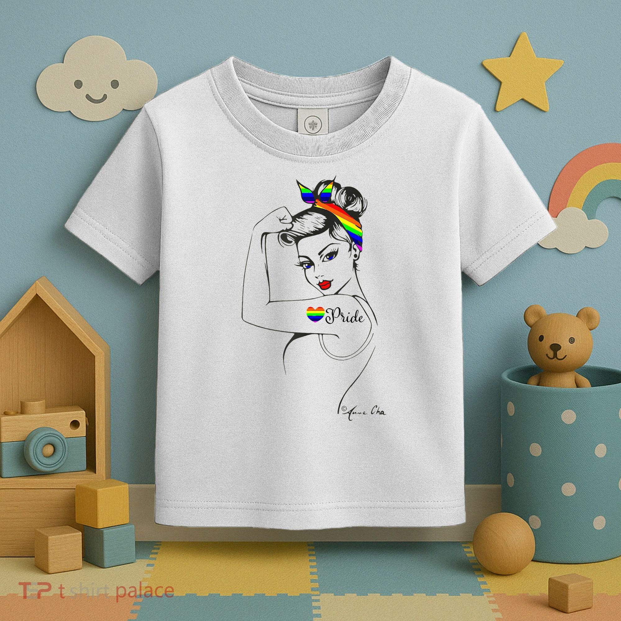 Pride LGBT Power Pin Up Art Modern Rosie The Riveter Toddler T-Shirt