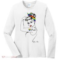 Pride LGBT Power Pin Up Art Modern Rosie The Riveter Women's Long Sleeve Shirt thumb 0