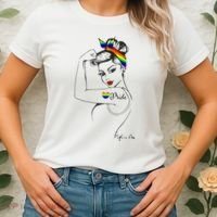 Pride LGBT Power Pin Up Art Modern Rosie The Riveter Women's T-Shirt thumb 2