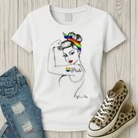 Pride LGBT Power Pin Up Art Modern Rosie The Riveter Women's T-Shirt thumb 3