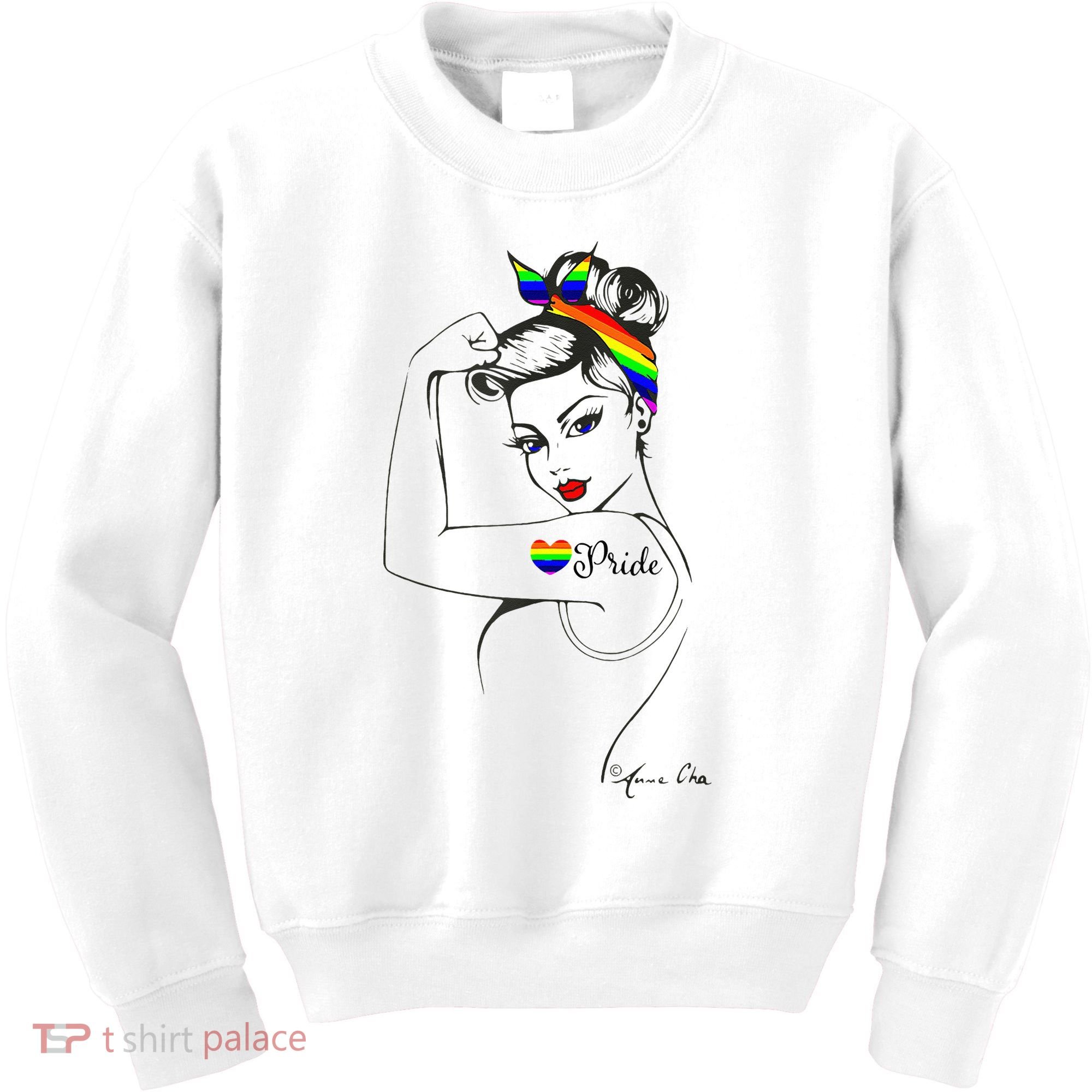Pride LGBT Power Pin Up Art Modern Rosie The Riveter Kids Sweatshirt