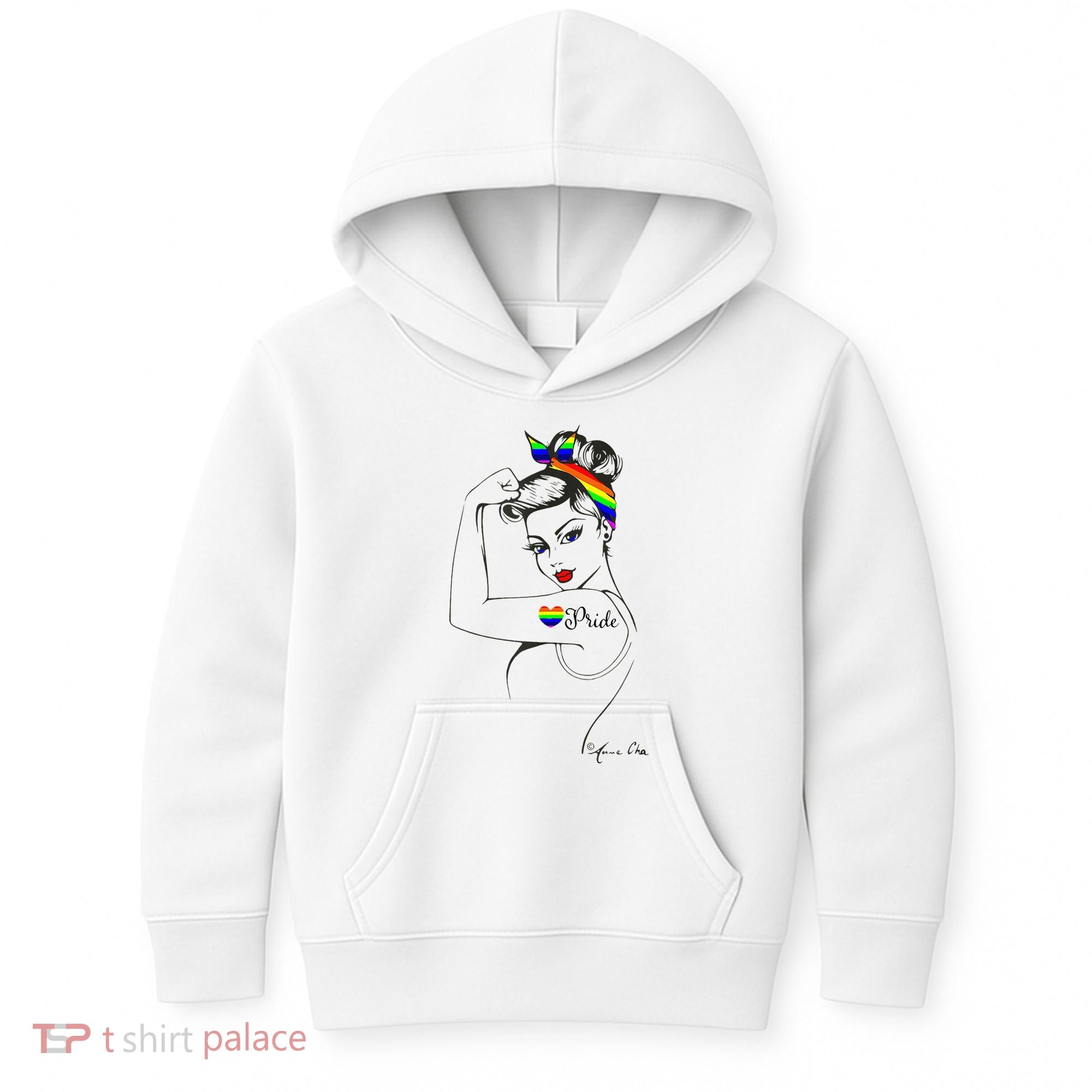 Pride LGBT Power Pin Up Art Modern Rosie The Riveter Kids Hoodie