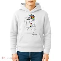 Pride LGBT Power Pin Up Art Modern Rosie The Riveter Kids Hoodie thumb 4