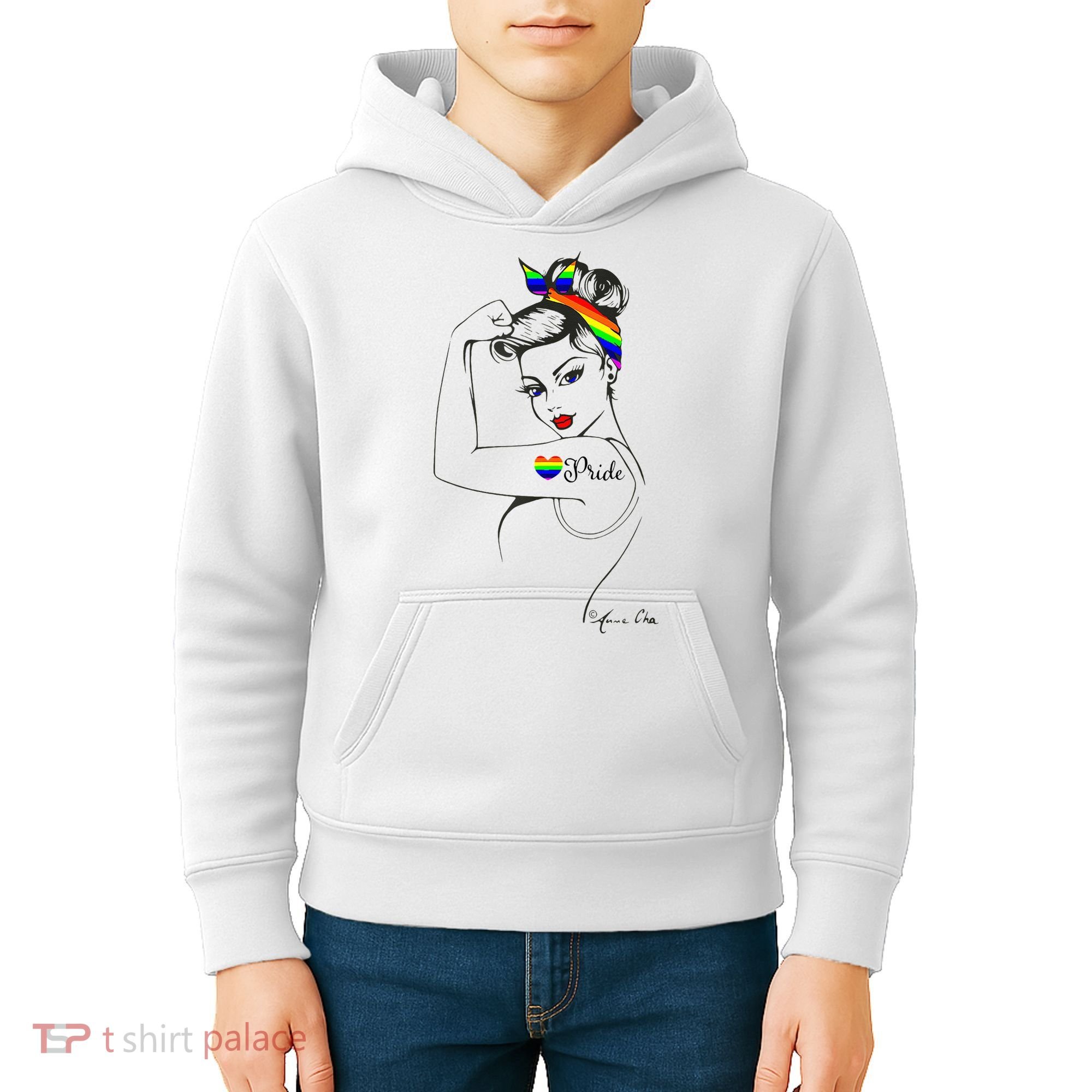 Pride LGBT Power Pin Up Art Modern Rosie The Riveter Kids Hoodie