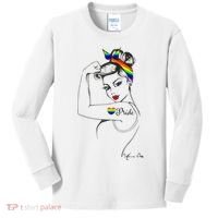 Pride LGBT Power Pin Up Art Modern Rosie The Riveter Kids Long Sleeve Shirt thumb 0