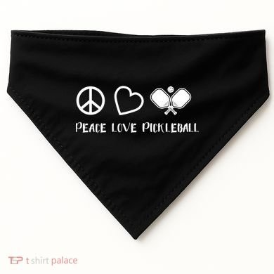 Peace Love Pickleball Funny Pickleball Player Gift Cool Gift USA-Made Doggie Bandana
