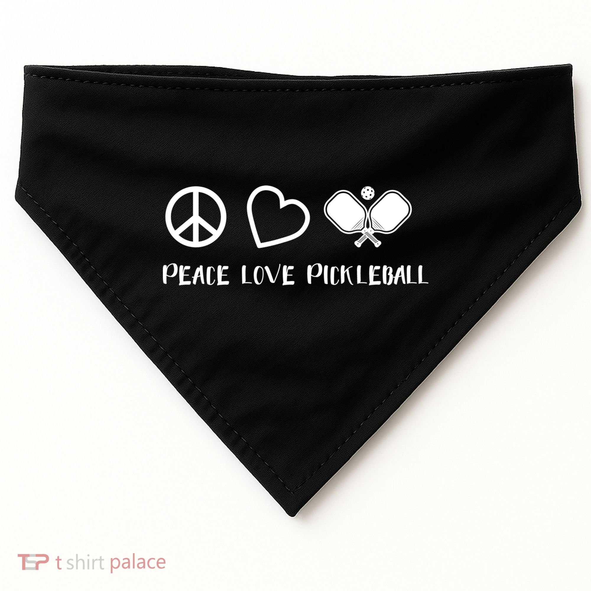 Peace Love Pickleball Funny Pickleball Player Gift Cool Gift USA-Made Doggie Bandana