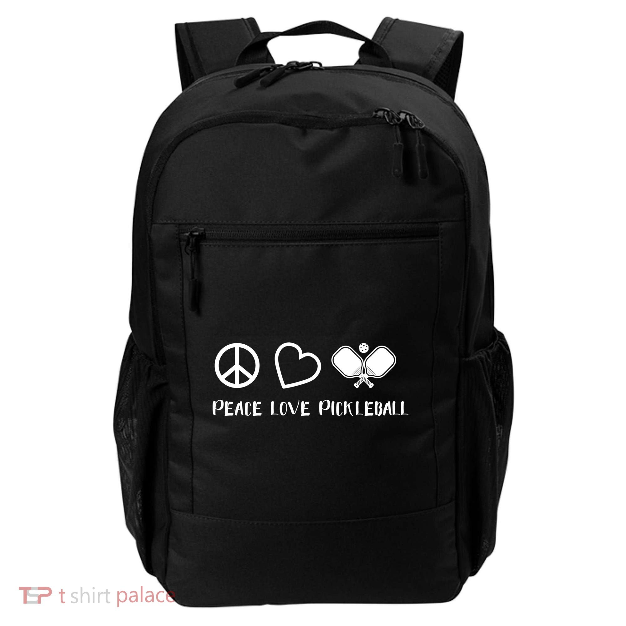Peace Love Pickleball Funny Pickleball Player Gift Cool Gift Backpack