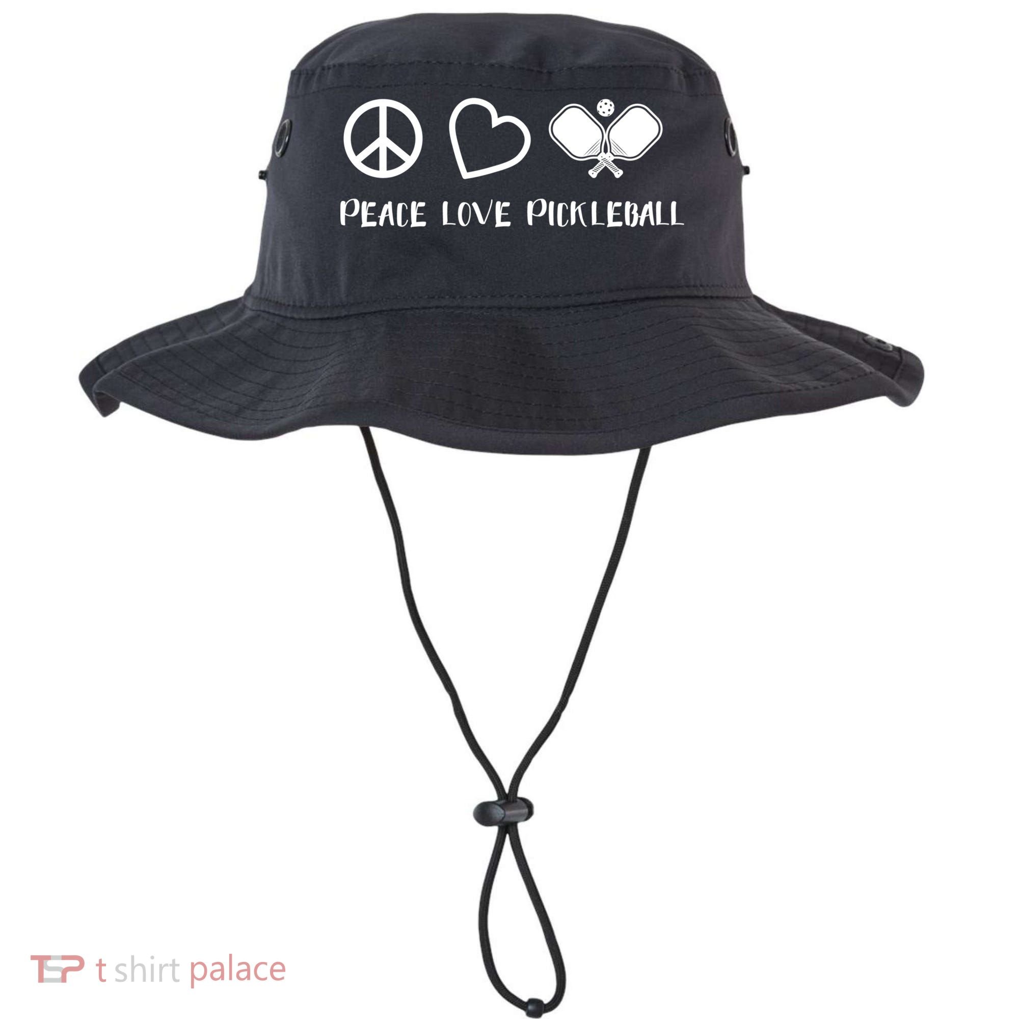 Peace Love Pickleball Funny Pickleball Player Gift Cool Gift Bucket Hat