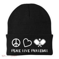 Peace Love Pickleball Funny Pickleball Player Gift Cool Gift Beanie thumb 0