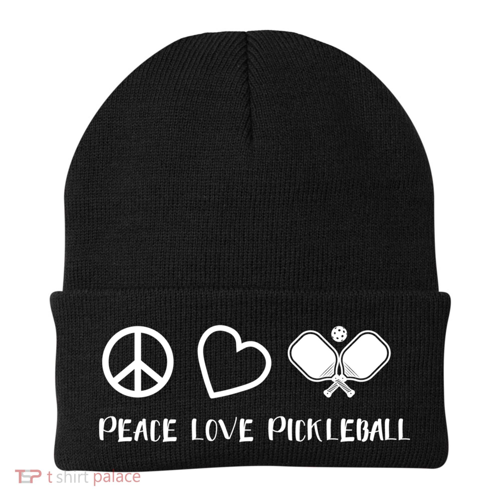 Peace Love Pickleball Funny Pickleball Player Gift Cool Gift Beanie