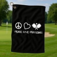 Peace Love Pickleball Funny Pickleball Player Gift Cool Gift Golf Towel thumb 1