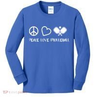 Peace Love Pickleball Funny Pickleball Player Gift Cool Gift Kids Long Sleeve Shirt thumb 0