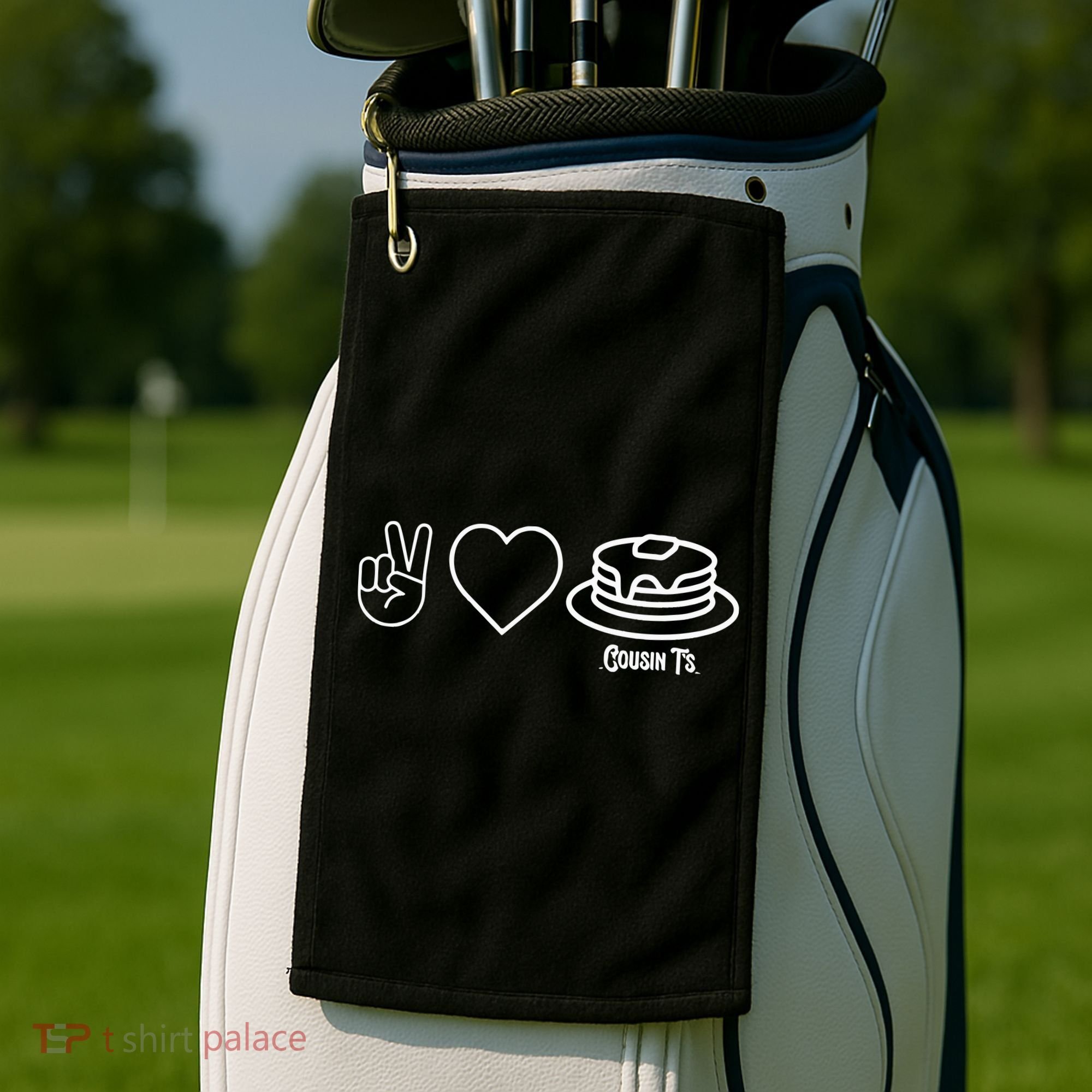 Peace Love Pancakes Cousin Golf Towel