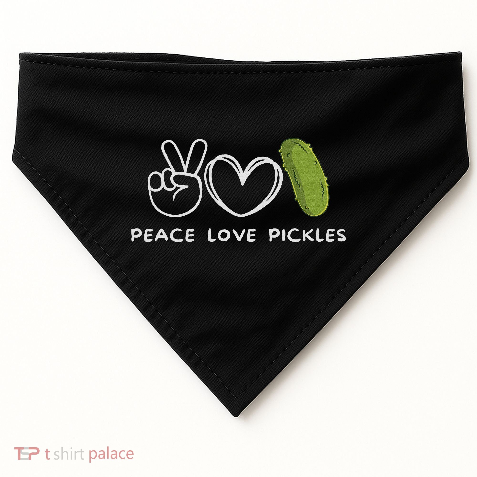 Peace, Love Pickles Retro Pickles Lover Food Lover USA-Made Doggie Bandana