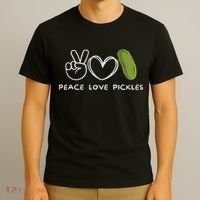 Peace, Love Pickles Retro Pickles Lover Food Lover T-Shirt thumb 3