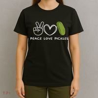 Peace, Love Pickles Retro Pickles Lover Food Lover T-Shirt thumb 4
