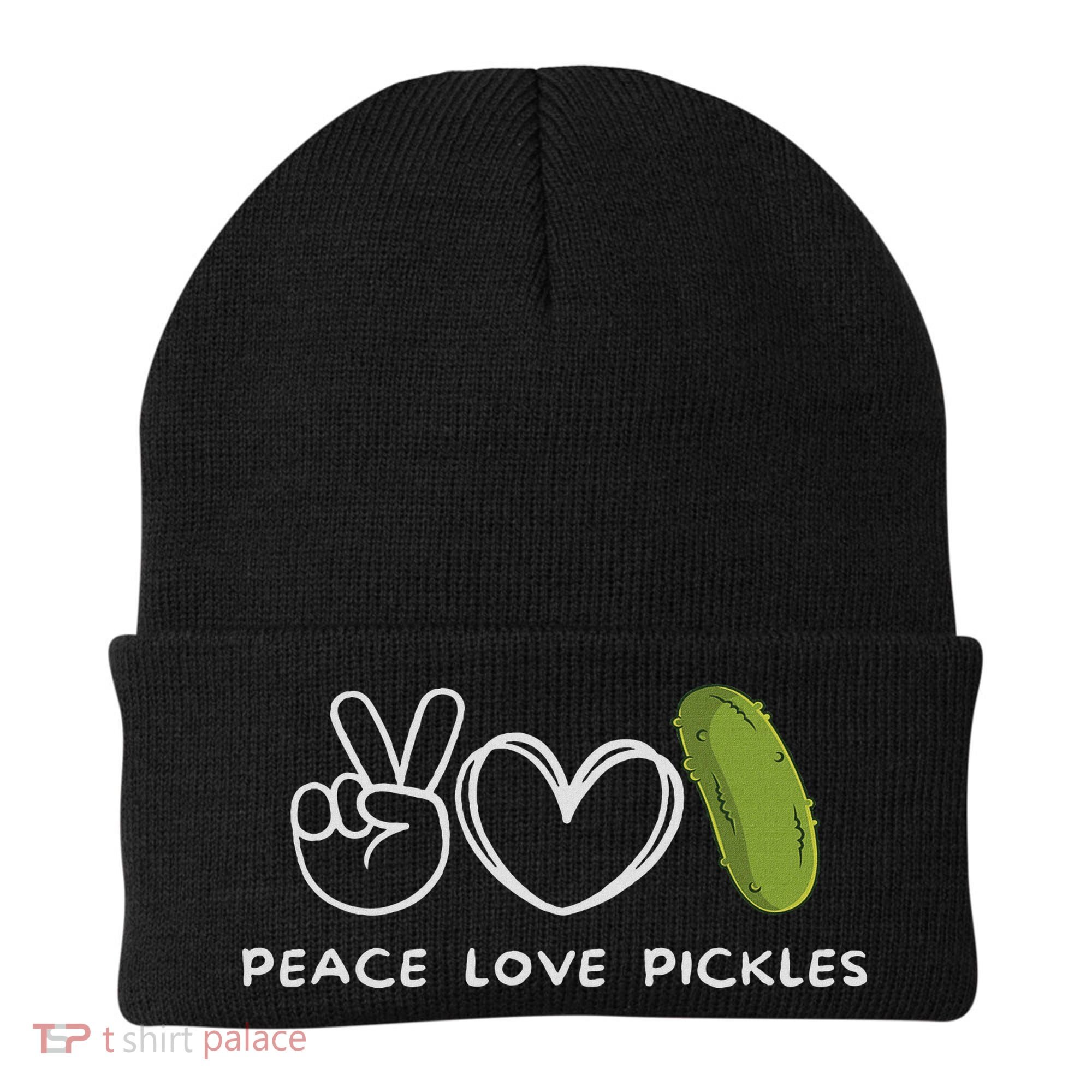 Peace, Love Pickles Retro Pickles Lover Food Lover Beanie