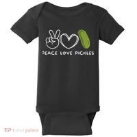 Peace, Love Pickles Retro Pickles Lover Food Lover Baby Bodysuit thumb 0