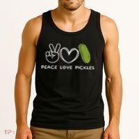 Peace, Love Pickles Retro Pickles Lover Food Lover Tank Top thumb 3