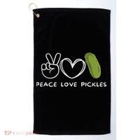 Peace, Love Pickles Retro Pickles Lover Food Lover Golf Towel thumb 0