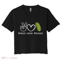 Peace, Love Pickles Retro Pickles Lover Food Lover Women's Crop Top Tee thumb 0