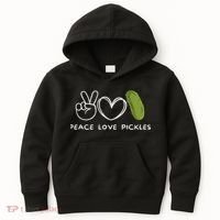 Peace, Love Pickles Retro Pickles Lover Food Lover Kids Hoodie thumb 0