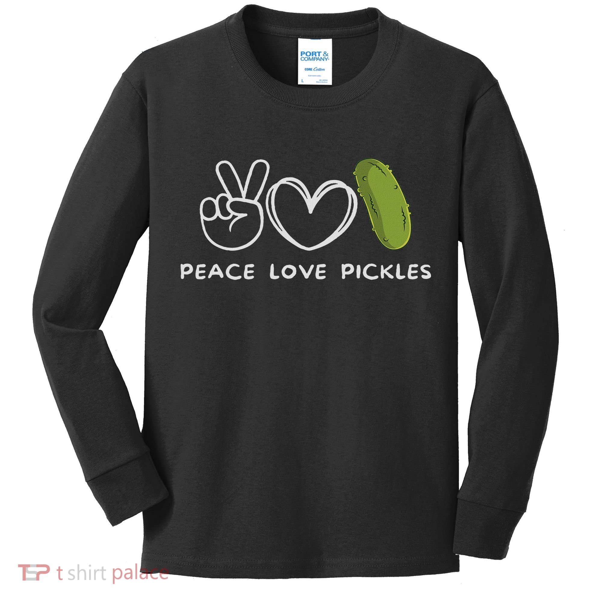 Peace, Love Pickles Retro Pickles Lover Food Lover Kids Long Sleeve Shirt