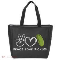 Peace, Love Pickles Retro Pickles Lover Food Lover Tote Bag thumb 0