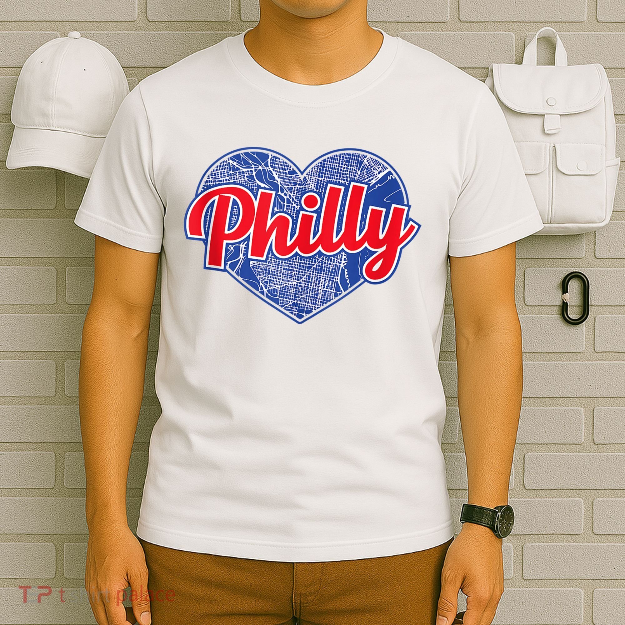 Philadelphia Love Philly Baseball Heart Philadelphia City Map Vintage Phill T-Shirt