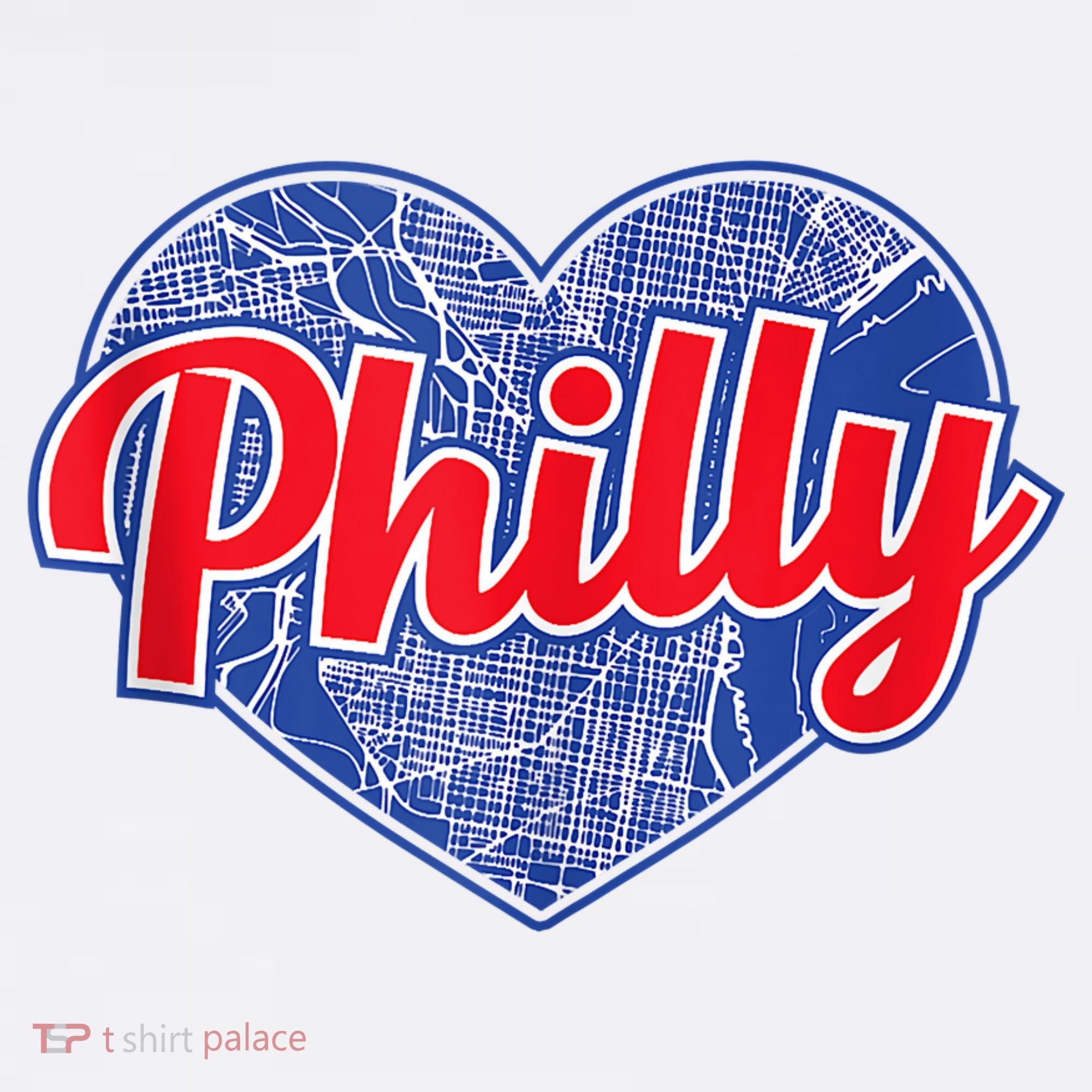 Philadelphia Love Philly Baseball Heart Philadelphia City Map Vintage Phill T-Shirt