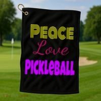 Peace Love Pickleball Golf Towel thumb 1