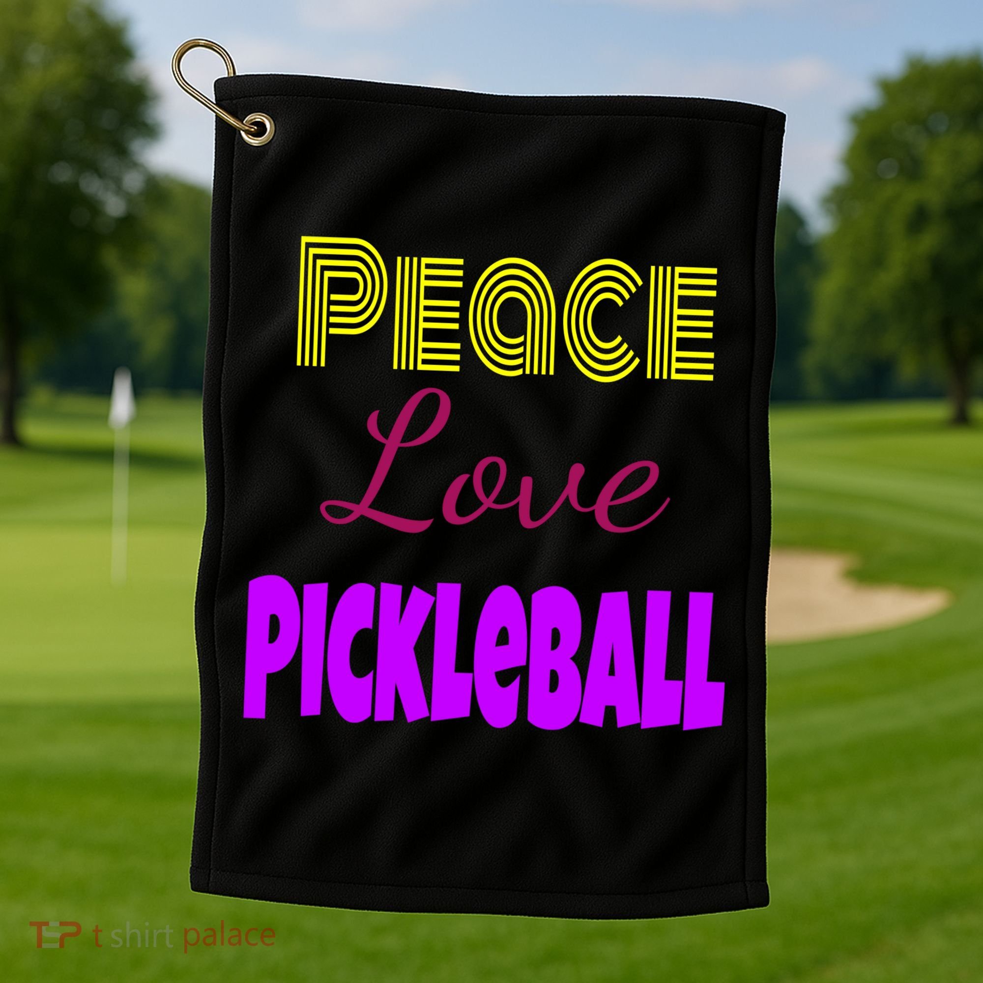 Peace Love Pickleball Golf Towel