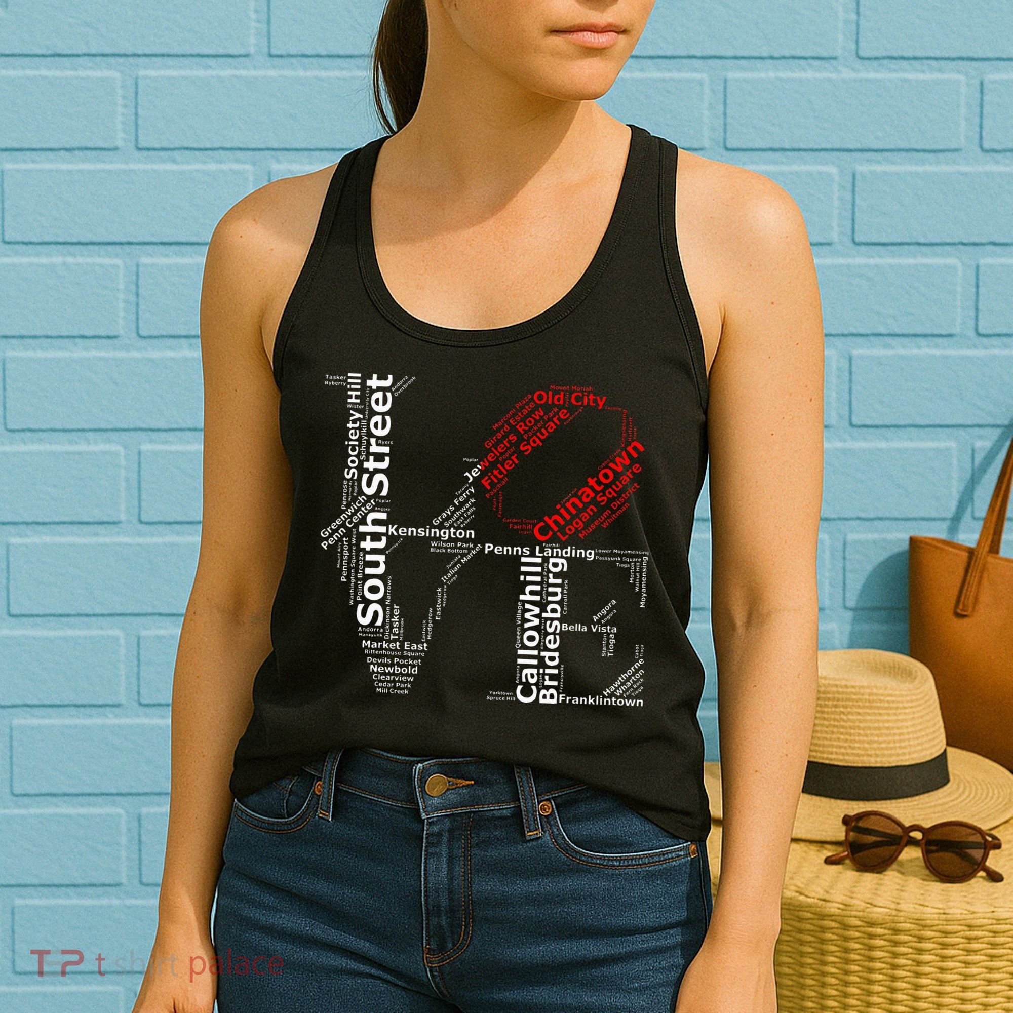 Philadelphia Love Park Statue Neighborhoods Women's Tank Top