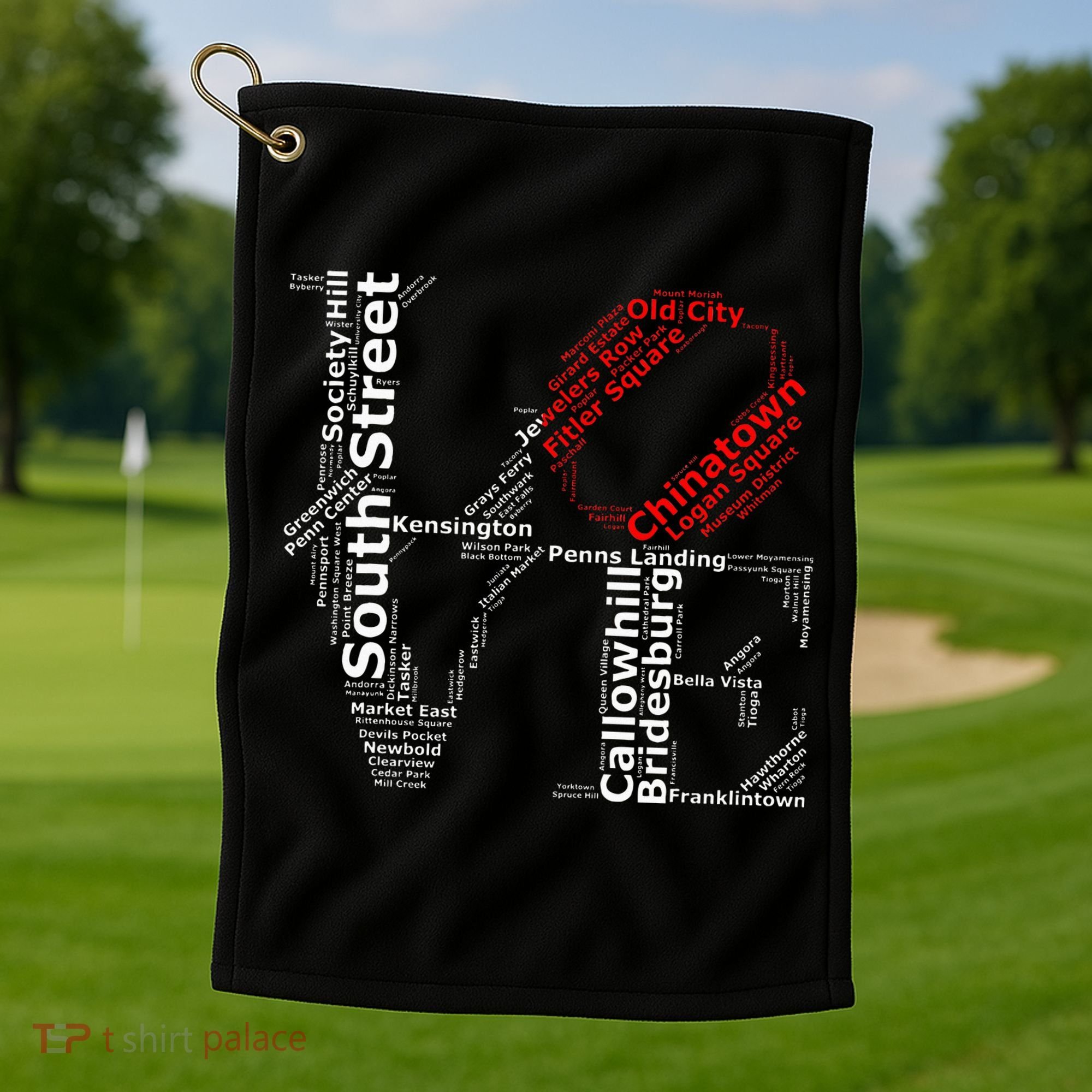 Philadelphia Love Park Statue Neighborhoods Golf Towel